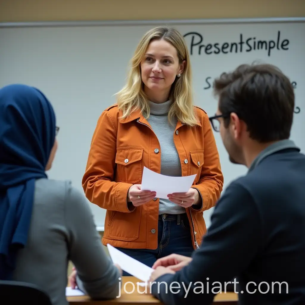 Language-Classroom-with-Teacher-and-Students-Receiving-Papers