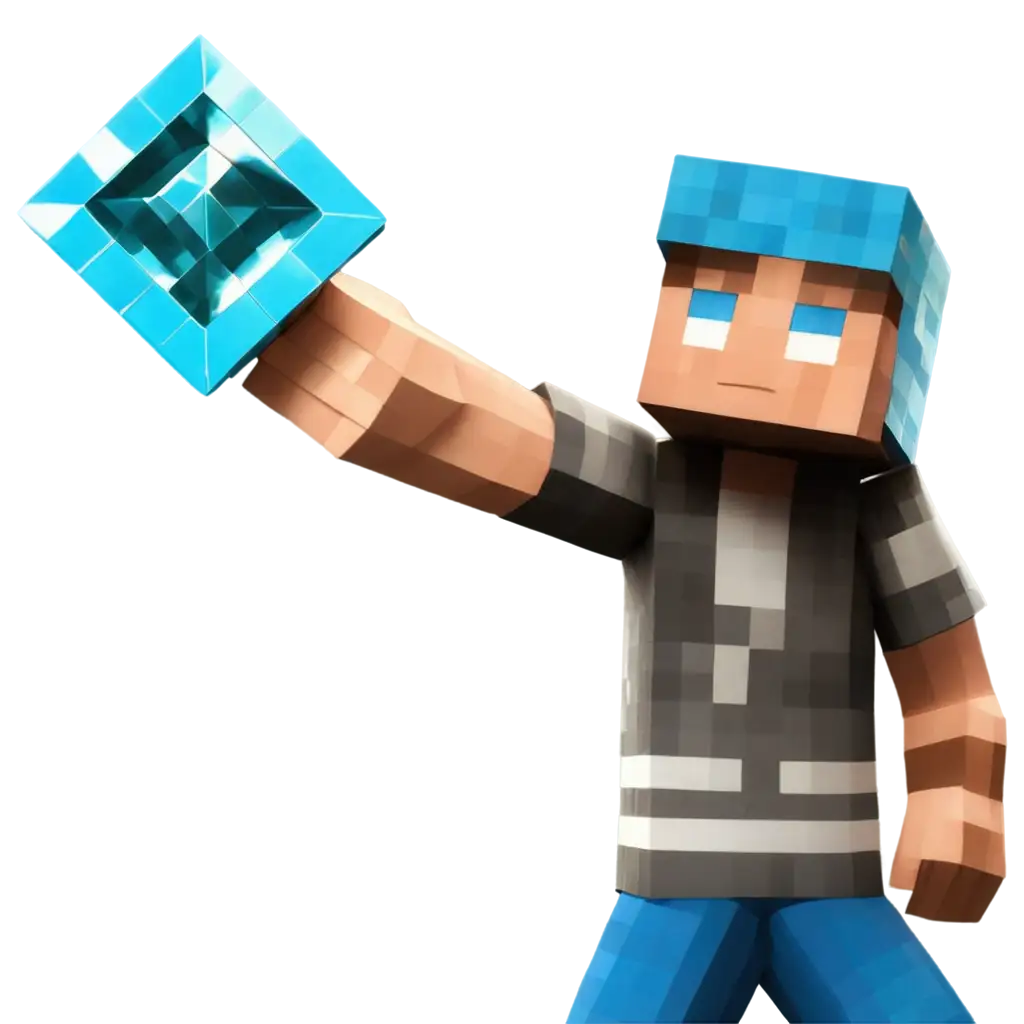 Steve-from-Minecraft-Breaking-Blocks-and-Holding-Diamond-PNG-Image-for-Creative-and-Gaming-Uses