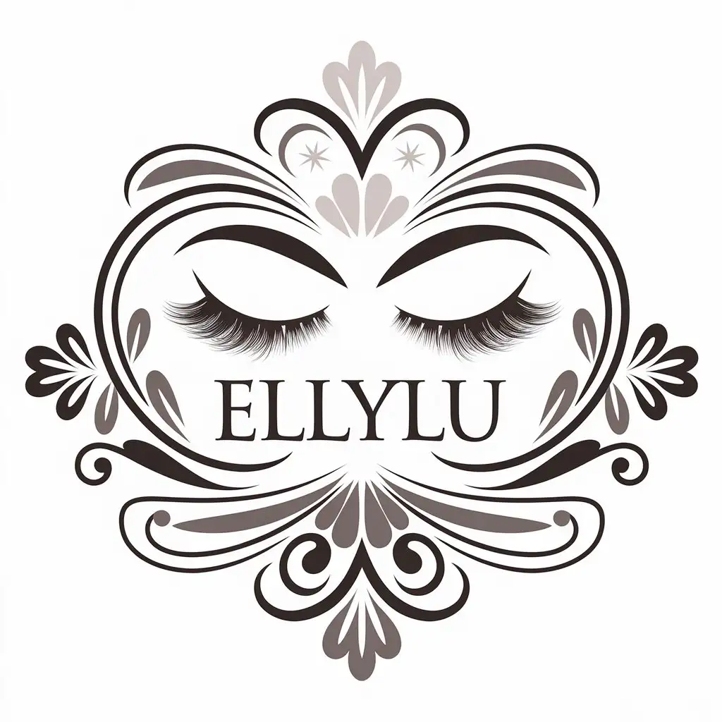 LOGO-Design-for-EllyLu-Elegant-Eyelashes-Vector-Logo-for-Beauty-Spa