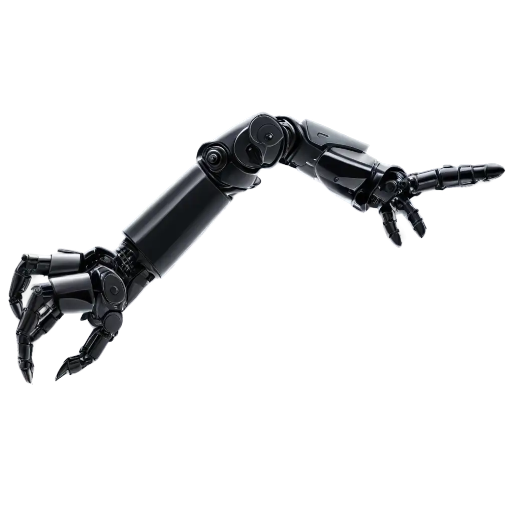 Articulated-and-Humanized-BlackDark-Gray-Robotic-Arm-and-Hand-Horizontal-PNG-Image