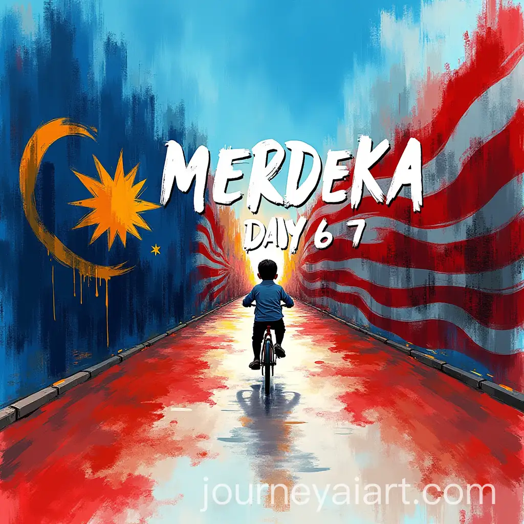 Merdeka-Day-67-Malaysian-Boy-Riding-Bicycle-with-Flag
