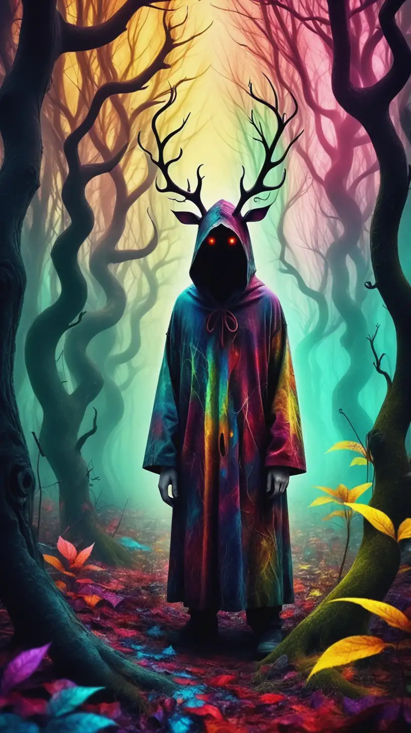 Colorful Magic Forest with Fantasy Abstract Horror Mysterious Kolobok