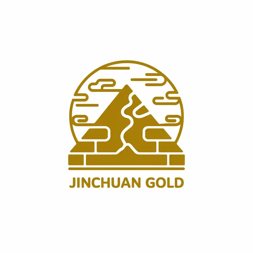 a vector logo design,with the text "Jinchuan Gold", main symbol:Golden graphics, auspicious clouds, gold bricks,Moderate,be used in Others industry,clear background