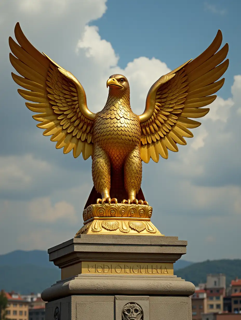 Statue of a golden eagle