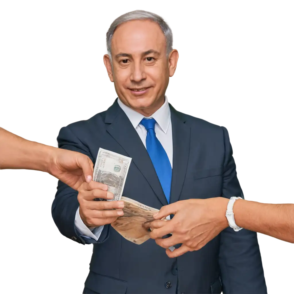 Netanyahu-Hands-Out-Money-to-People-HighQuality-PNG-Image-for-Political-and-Social-Visuals