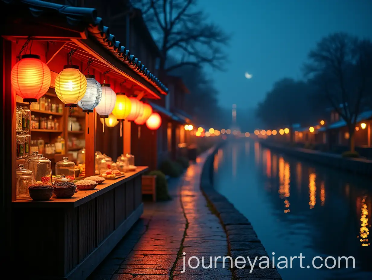 AI-Image-Prompt-ExpansionTraditional-Japanese-Night-Market-Stall-by-Serene-Riverside-with-Lanterns-and-Reflections