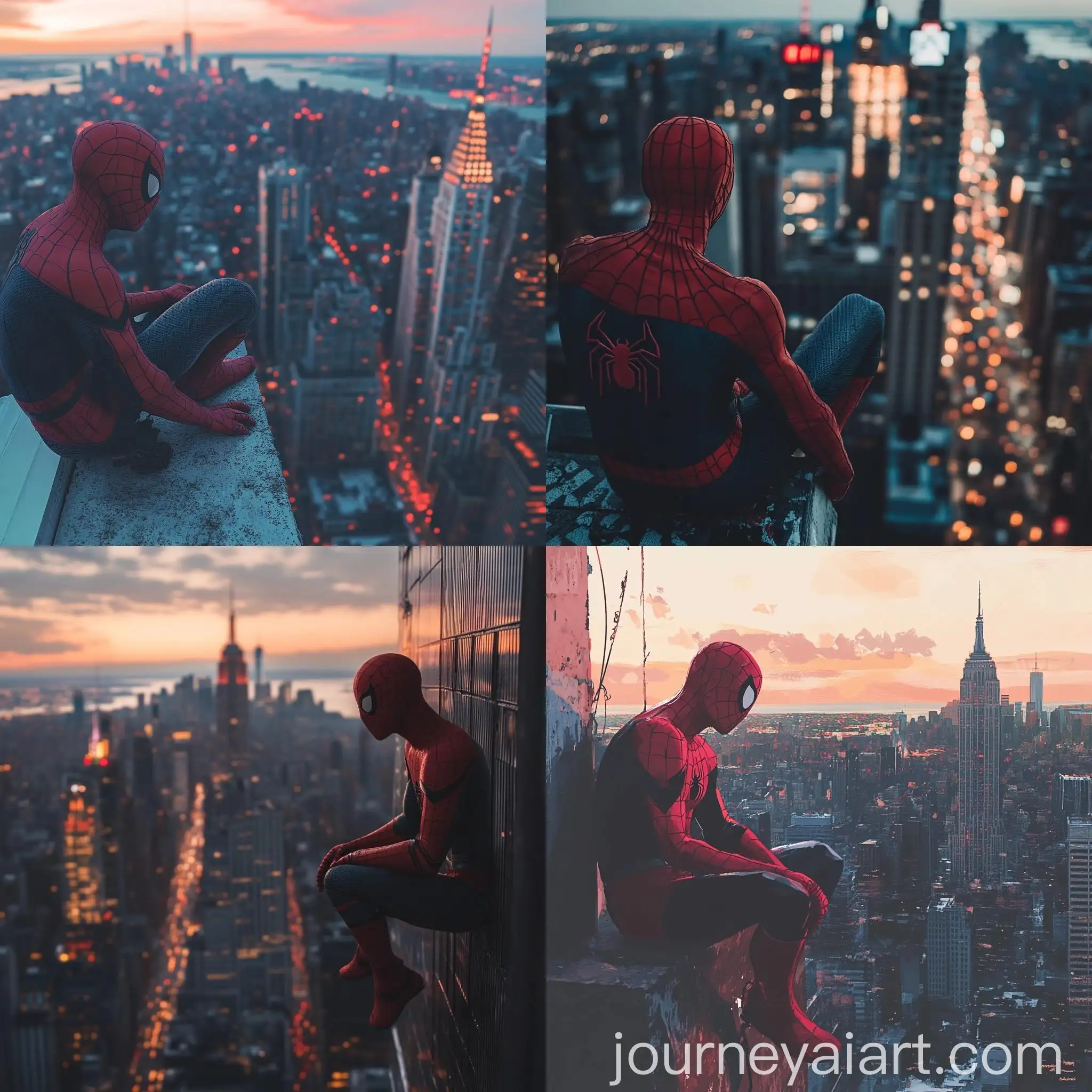 Spiderman-Looking-Over-Cityscape-from-Building