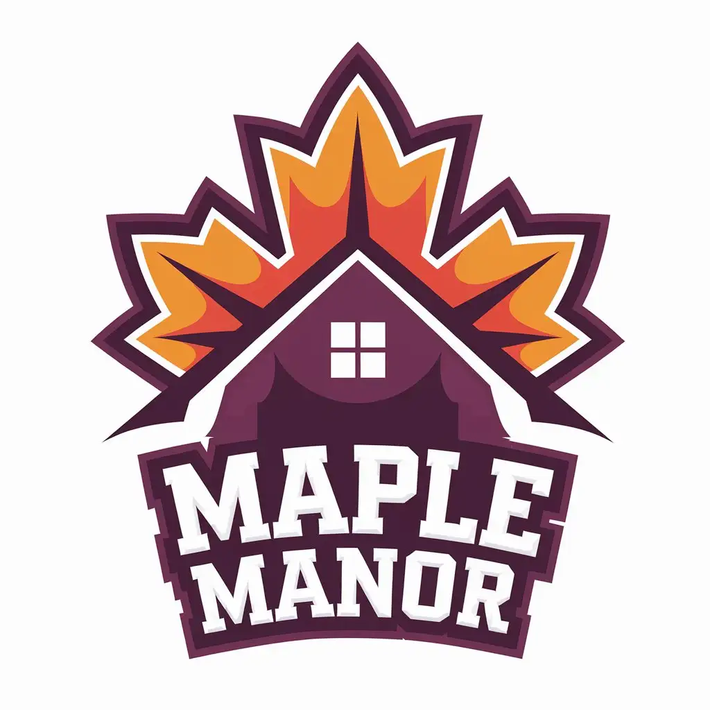 LOGO-Design-for-Maple-Manor-Vivid-Maple-Leaves-Exaggerated-House-Shape-for-Retail-Industry