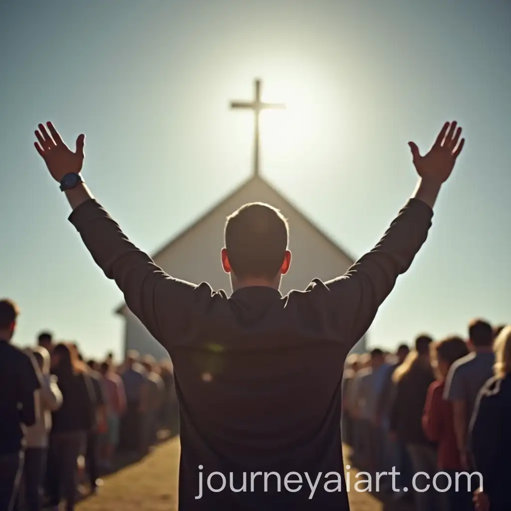 Man-in-Prayer-at-Church-Entrance