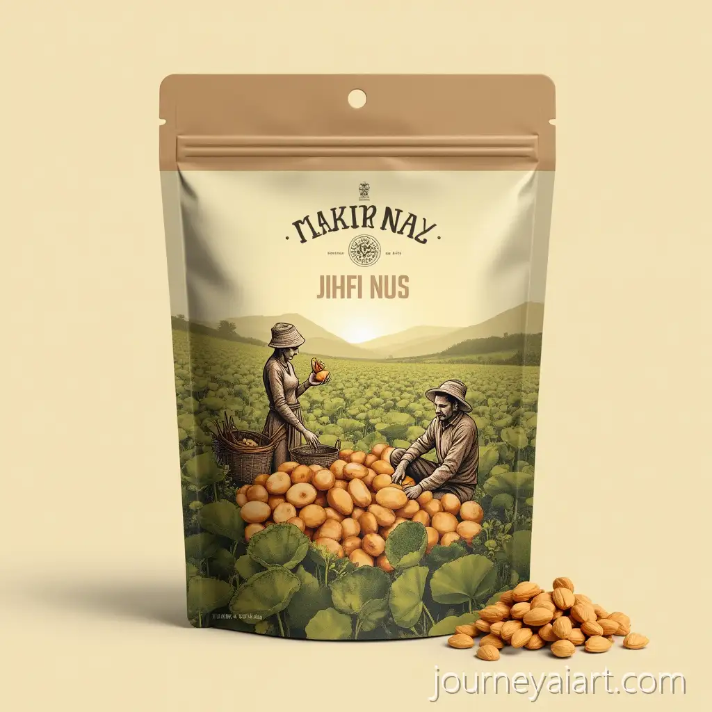 Artisanal-MakhanaMakhana-pouch-packaging-design-Pouch-Packaging-with-Traditional-Rural-Scene-and-Natural-Aesthetics