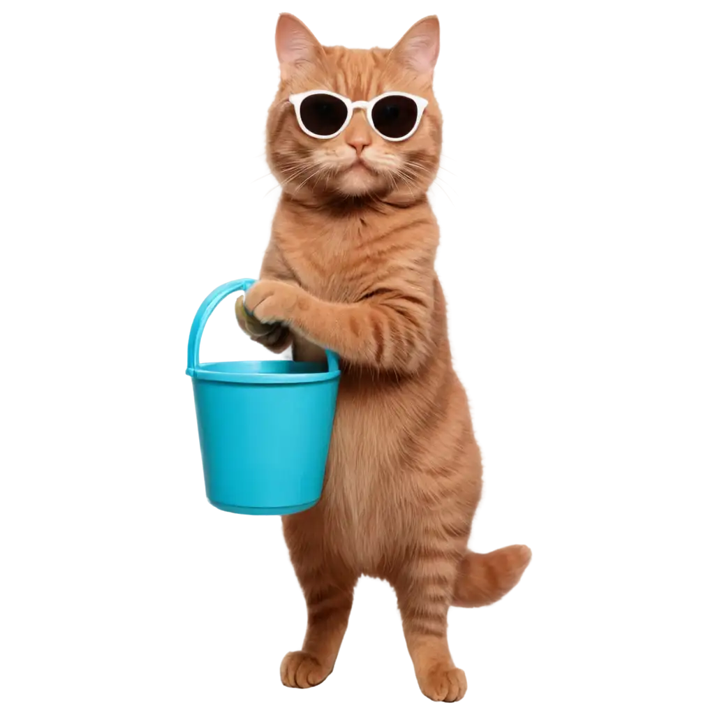 Cute-Cat-with-Sunglasses-Holding-Grout-Rubber-Float-and-White-Pail-PNG-Image