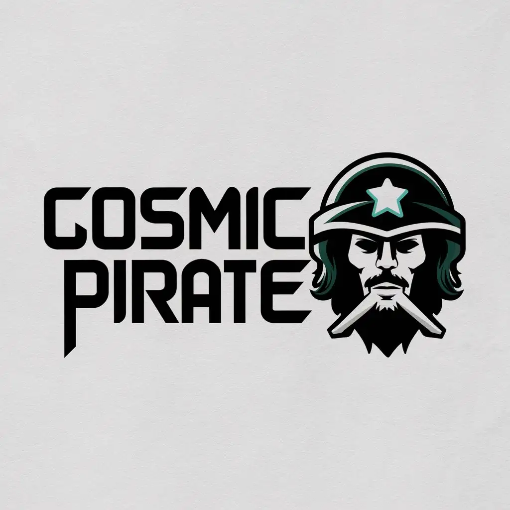 a logo design,with the text "cosmic pirate", main symbol:pirate,Moderate,clear background