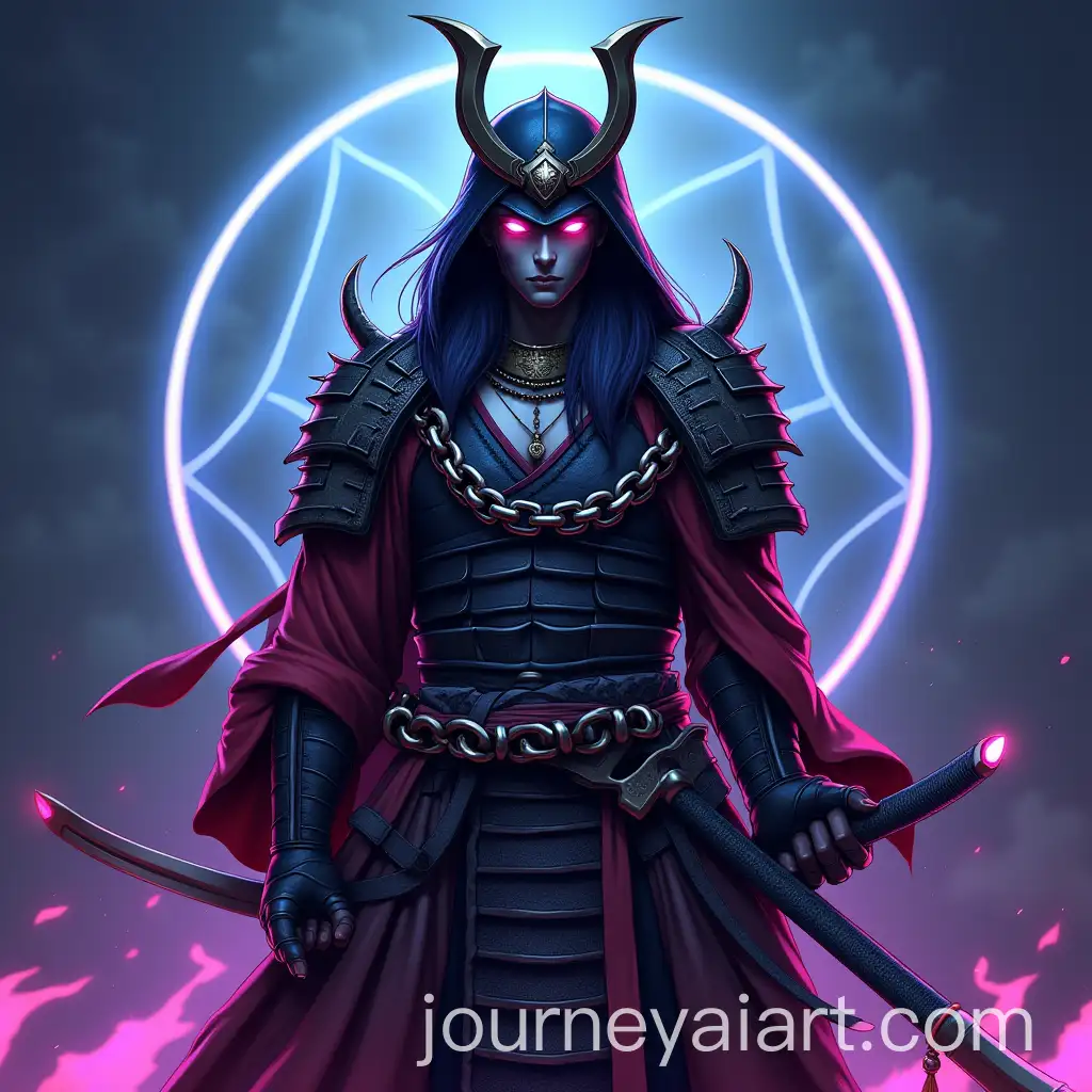 Mystical-Samurai-Anime-Figure-with-Neon-Chains-and-Glowing-Eyes