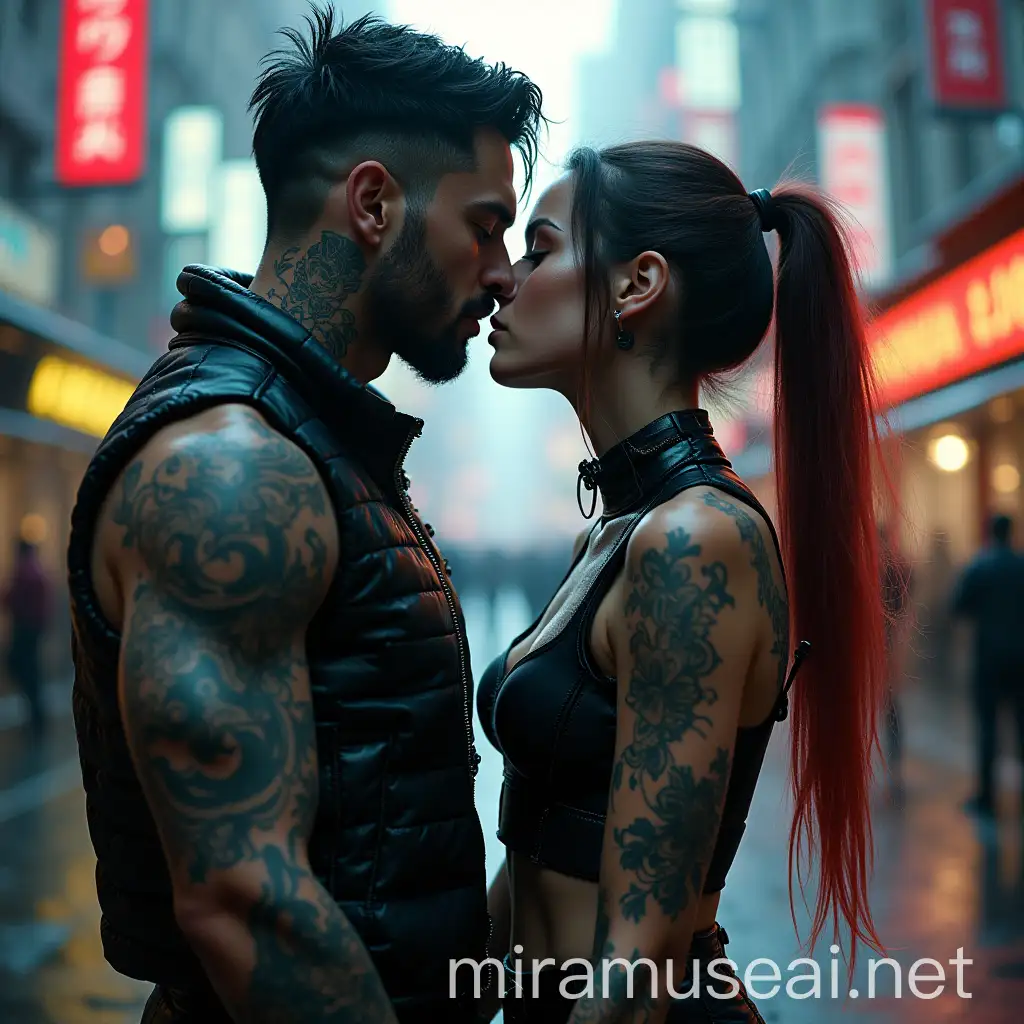 Romantic Encounter in a Cyberpunk Dystopia