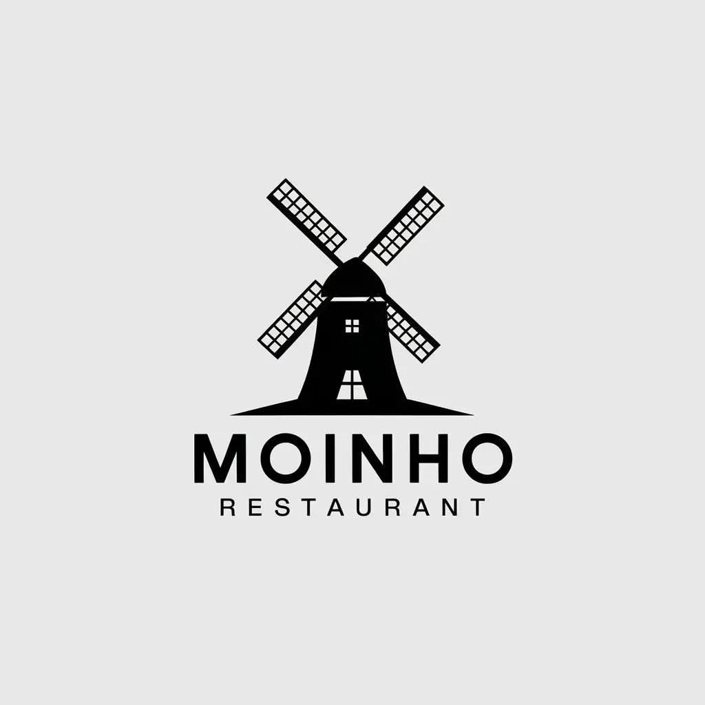 LOGO Design for Moinho Classic Windmill Symbol for Restaurant Industry with Minimalistic Style