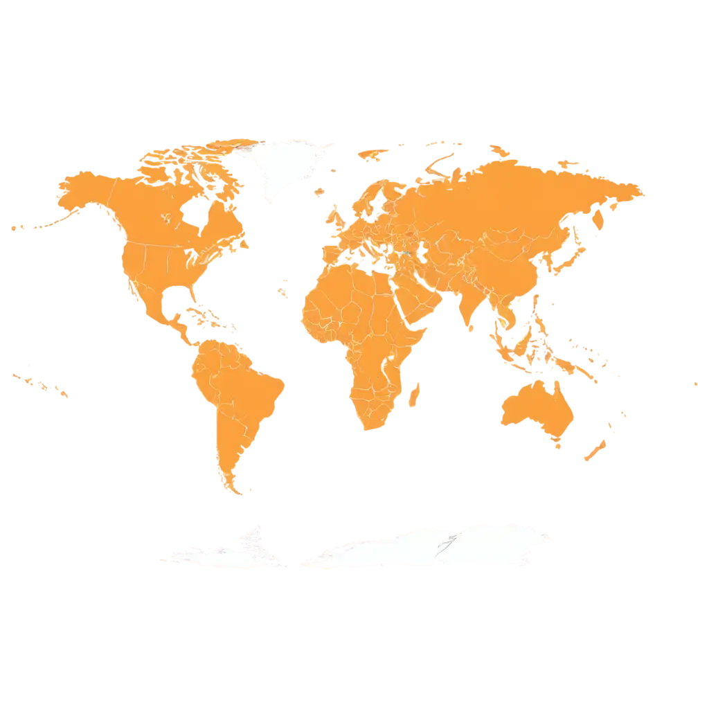 world map with countries in orange