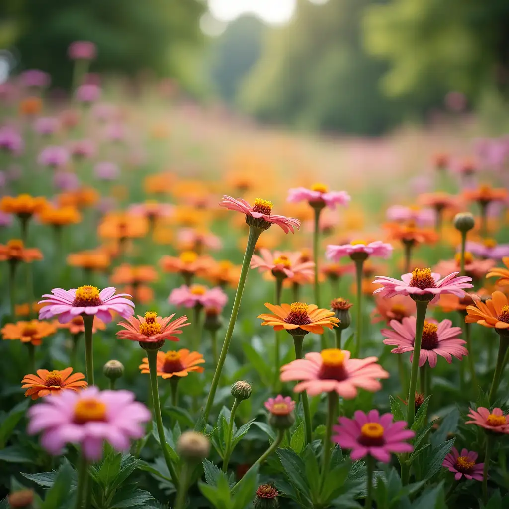 a garden of beautiful flowers