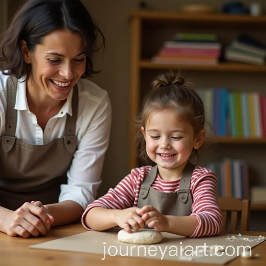Child-Shaping-Clay-in-Cozy-Art-Studio-with-Encouraging-Parent