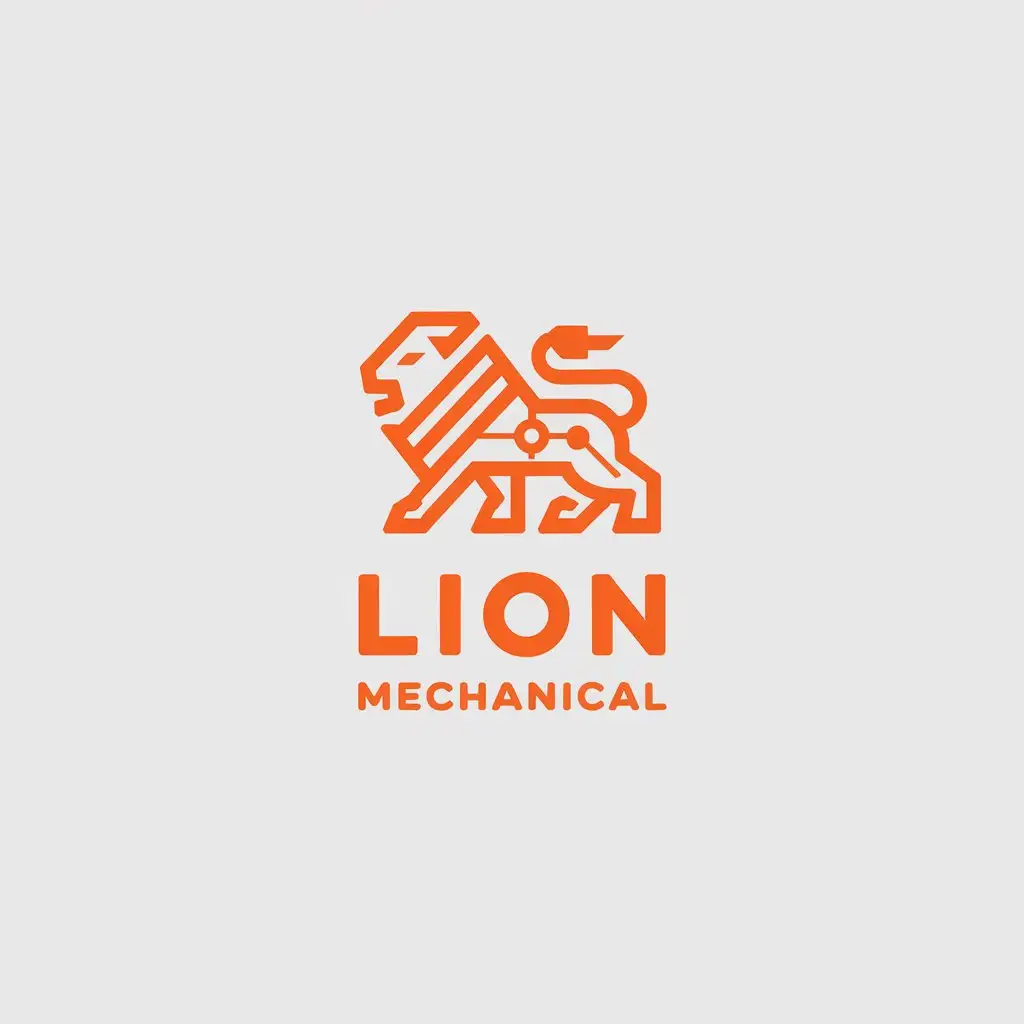 LOGO Design for Lion Mechanical Minimalistic Lion Symbol for Technology Industry