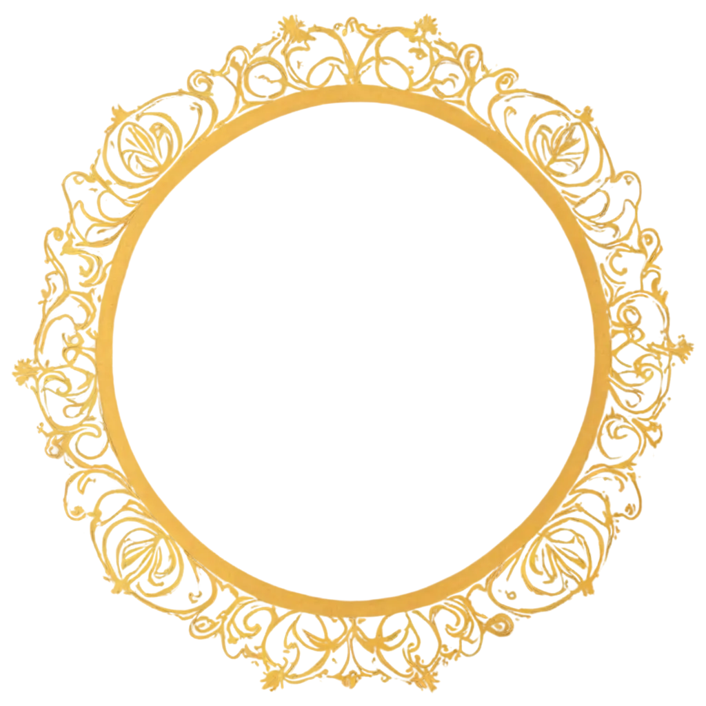 Ornate-Golden-Argentine-Sun-Frame-PNG-with-Radiant-Rays-and-Baroque-Detailing