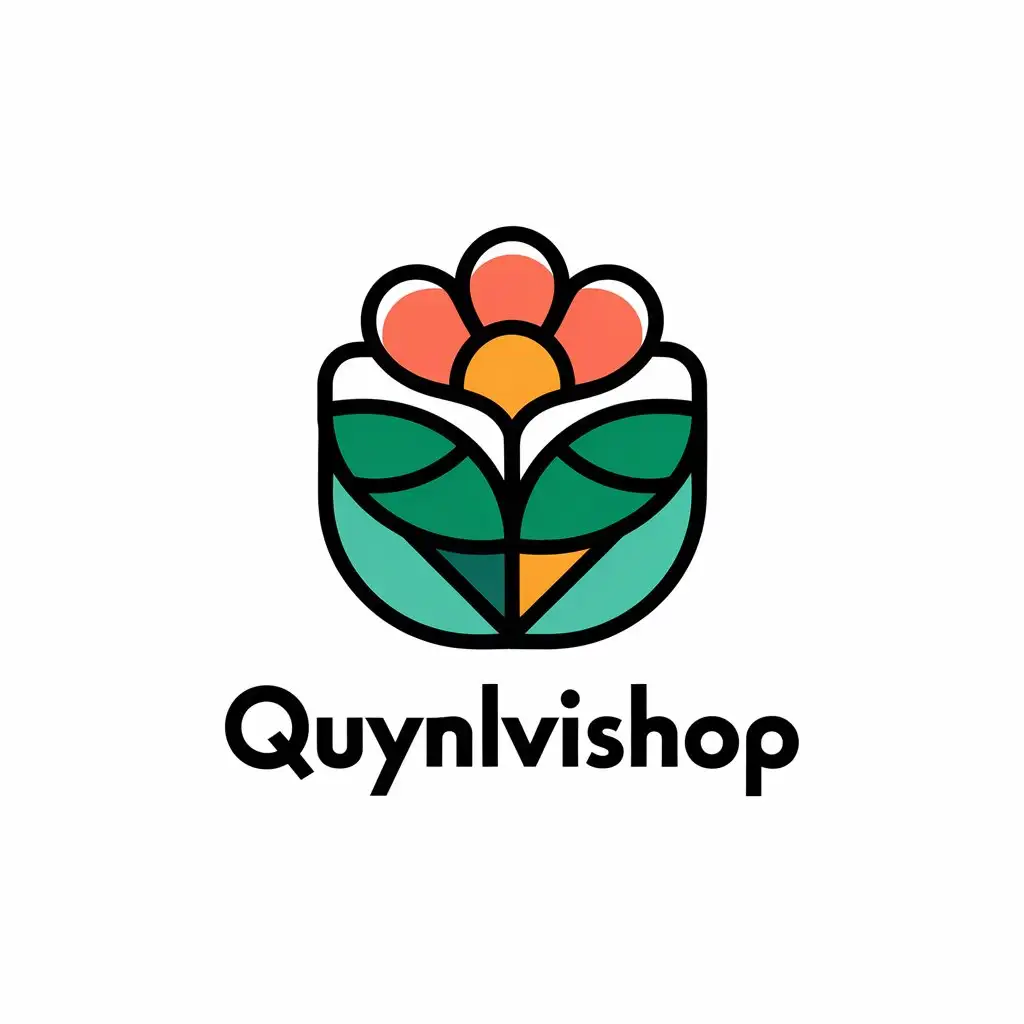 a vector logo design,with the text "quynhvishop", main symbol:picture flower,Moderate,clear background