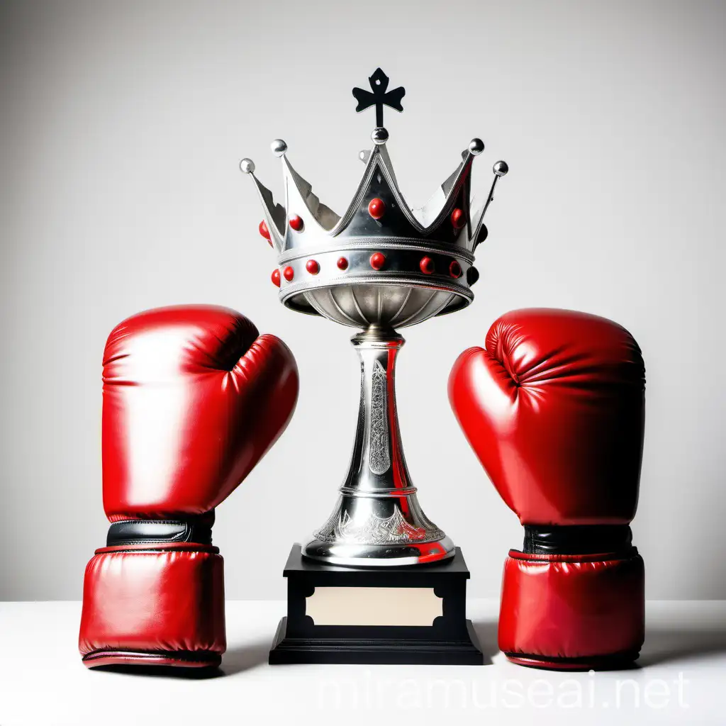 Vintage Celebration with Champagne Glasses Trophy Crown and Boxing Gloves