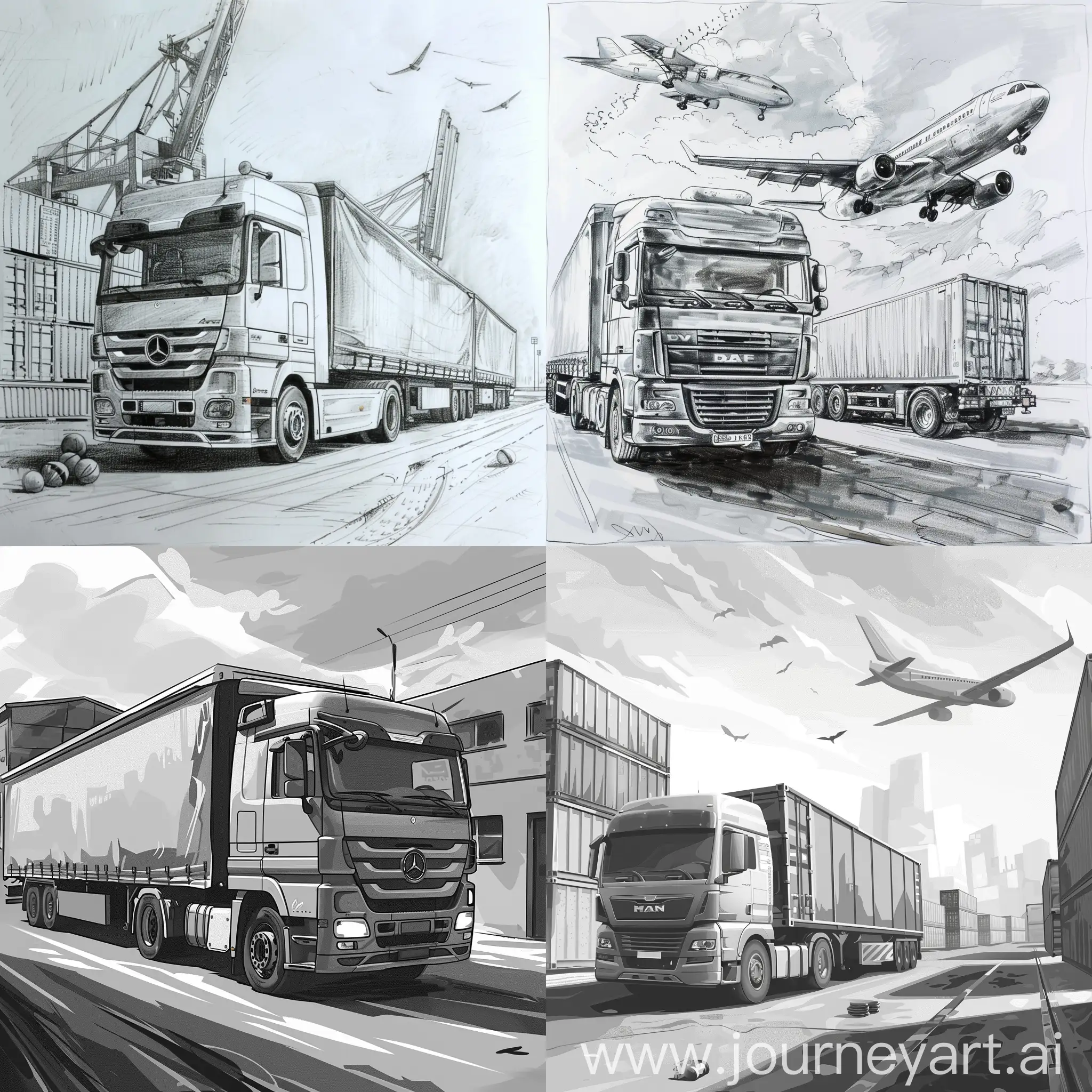 Logistics-and-Transport-Company-Customs-Monochrome-Scene-of-Freight-Operations