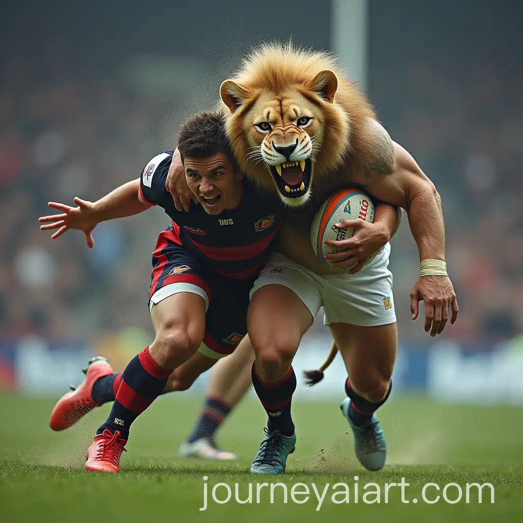 Ferocious-Lion-Tackling-Shark-in-Rugby-Jerseys-on-the-Field