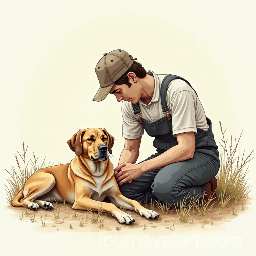 Farm-Dog-Sleeping-Beside-Farmer