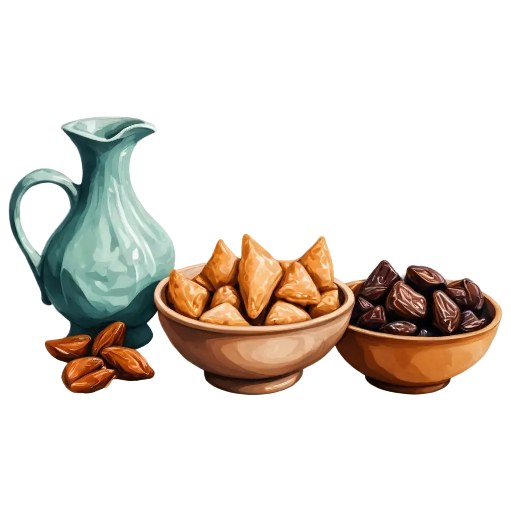 RamadhanInspired-PNG-Image-Dates-Arabic-Jug-and-Samosas-in-Cartoon-Style