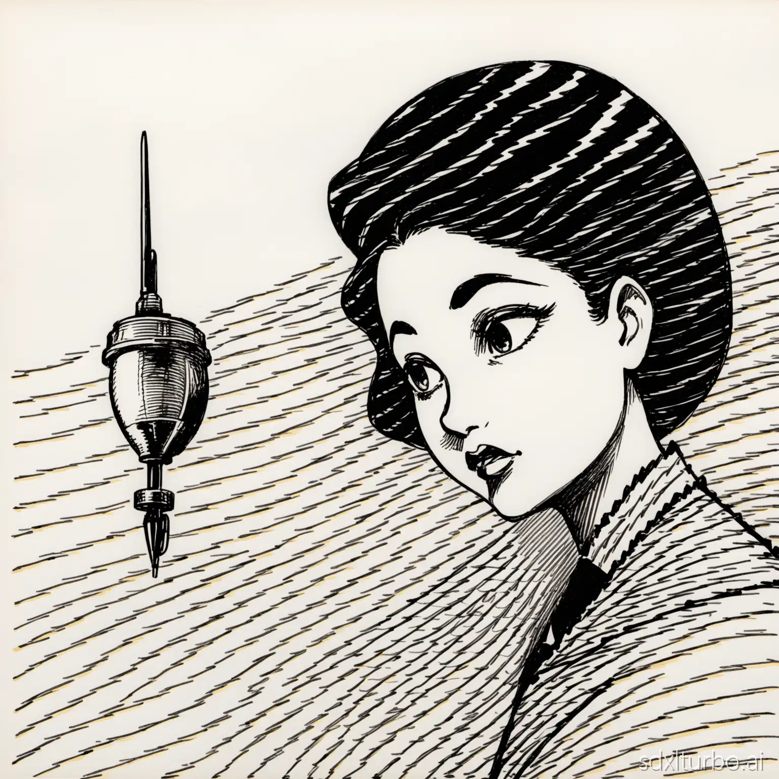 Theme: Long distance love ( style : “Editorial political caricature, pen-and-ink, high-contrast black and white, bold contour lines, dynamic gesture, dense cross-hatching for shadow, expressive facial exaggeration, minimal background, dramatic silhouette, mid-20th-century Indian cartooning sensibility, bright white paper texture, scan artifacts.”