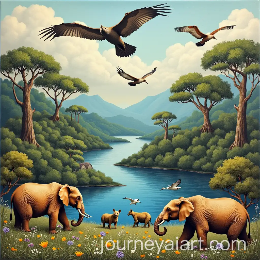 Elephants-Bears-Birds-and-Whales-in-Natural-Environments-Ecological-Collage-in-Naive-Art-Style