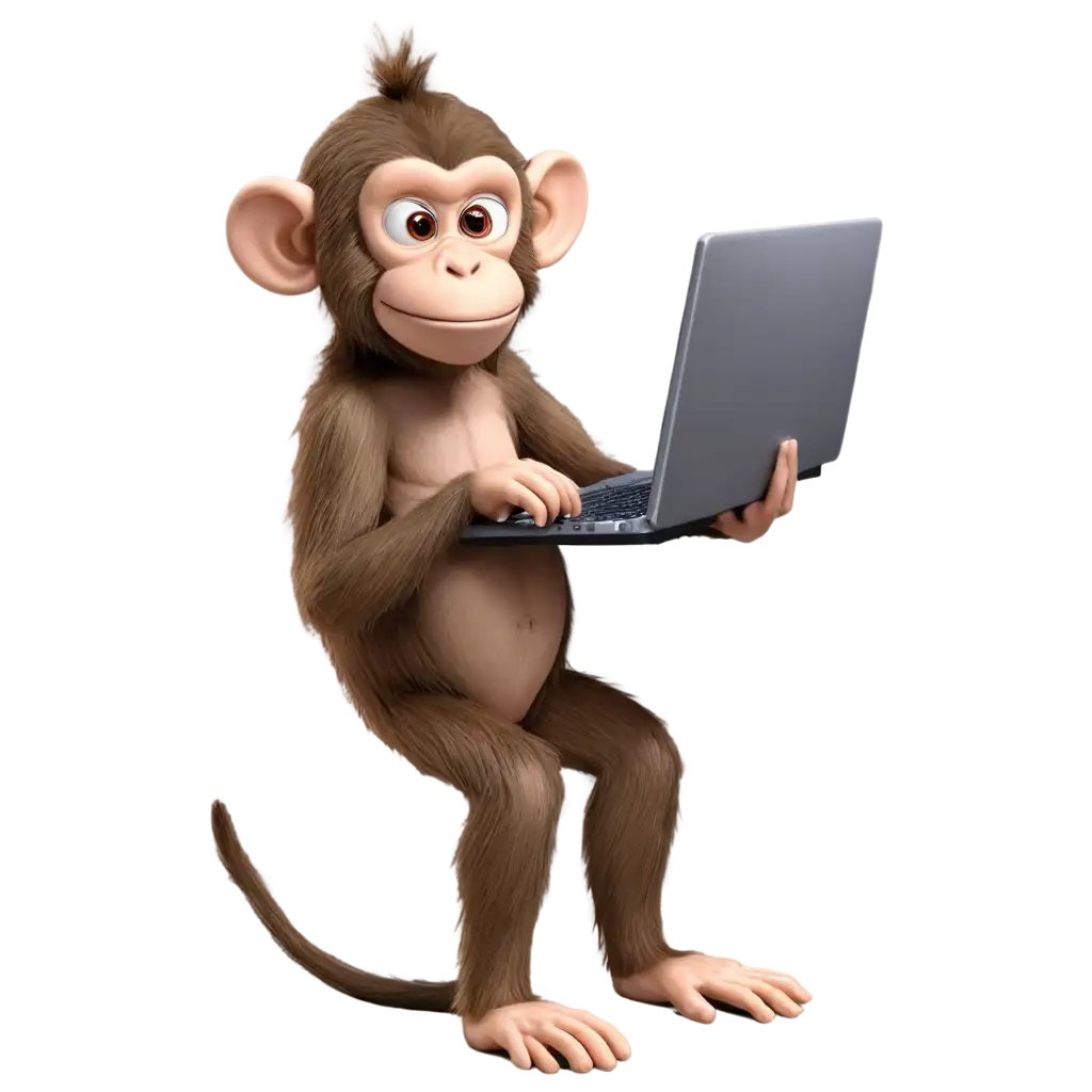 monkey holding a computer