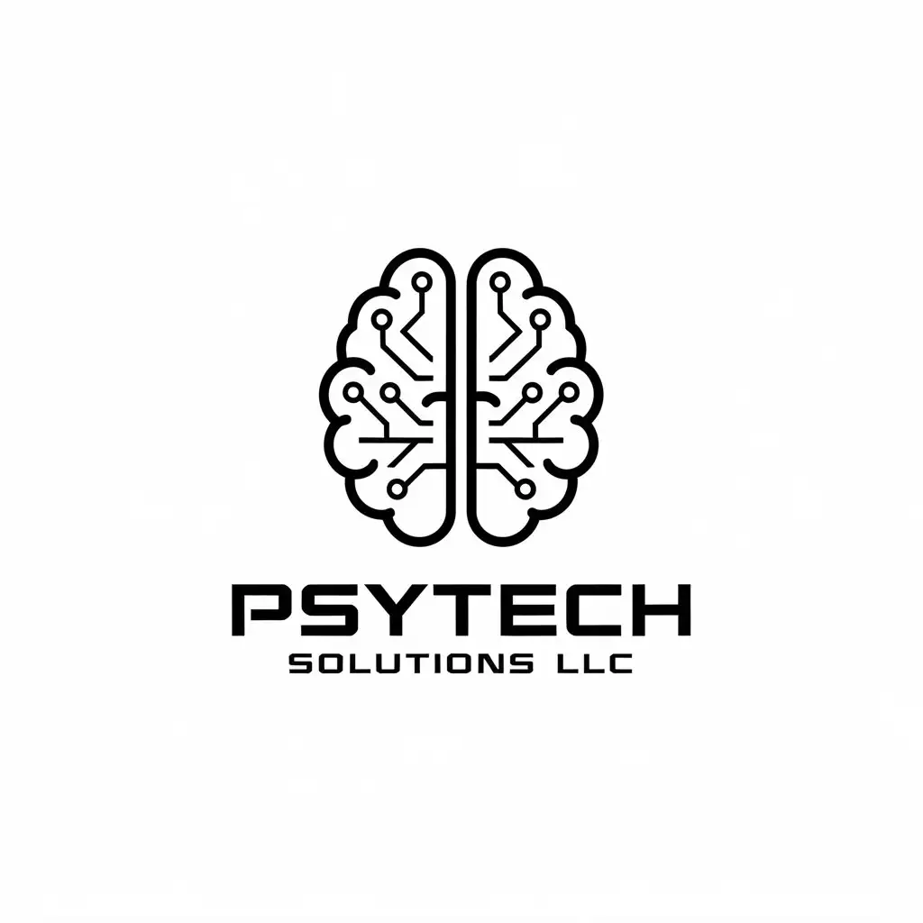 LOGO Design For PsyTech Solutions LLC Brain and Tech Symbol for IT Management