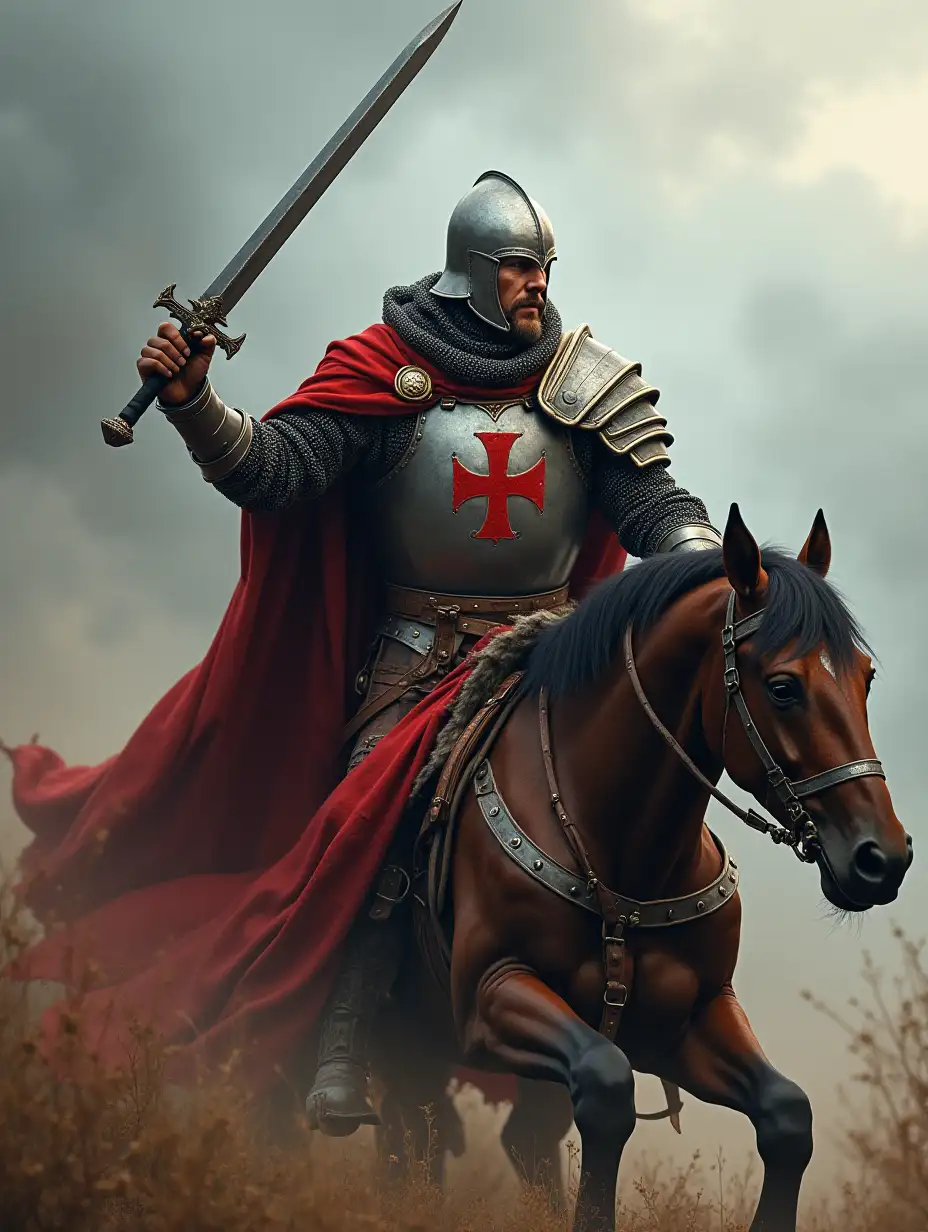 Viking Warrior Wielding Crusader Sword in Battle