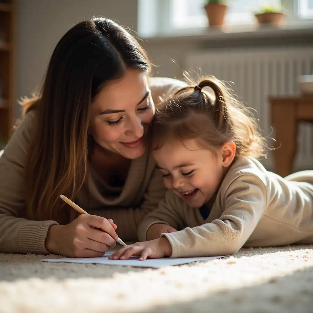 Parent-and-Child-Drawing-Together-in-Soft-Natural-Light