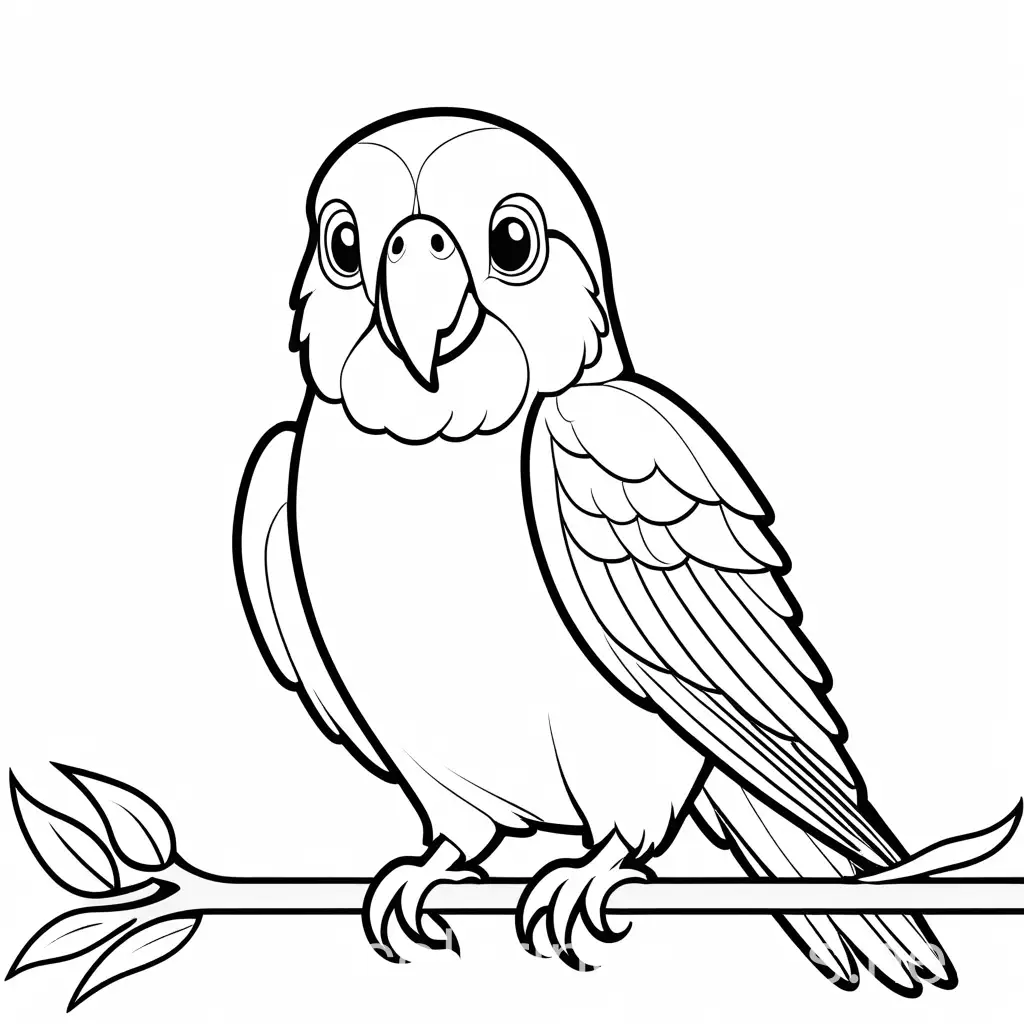 cute happy and smiling parrot blank white page easy to color, Coloring Page, black and white, line art, white background, Simplicity, Ample White Space. The background of the coloring page is plain white to make it easy for young children to color within the lines. The outlines of all the subjects are easy to distinguish, making it simple for kids to color without too much difficulty no watermark , Coloring Page, black and white, line art, white background, Simplicity, Ample White Space. The background of the coloring page is plain white to make it easy for young children to color within the lines. The outlines of all the subjects are easy to distinguish, making it simple for kids to color without too much difficulty