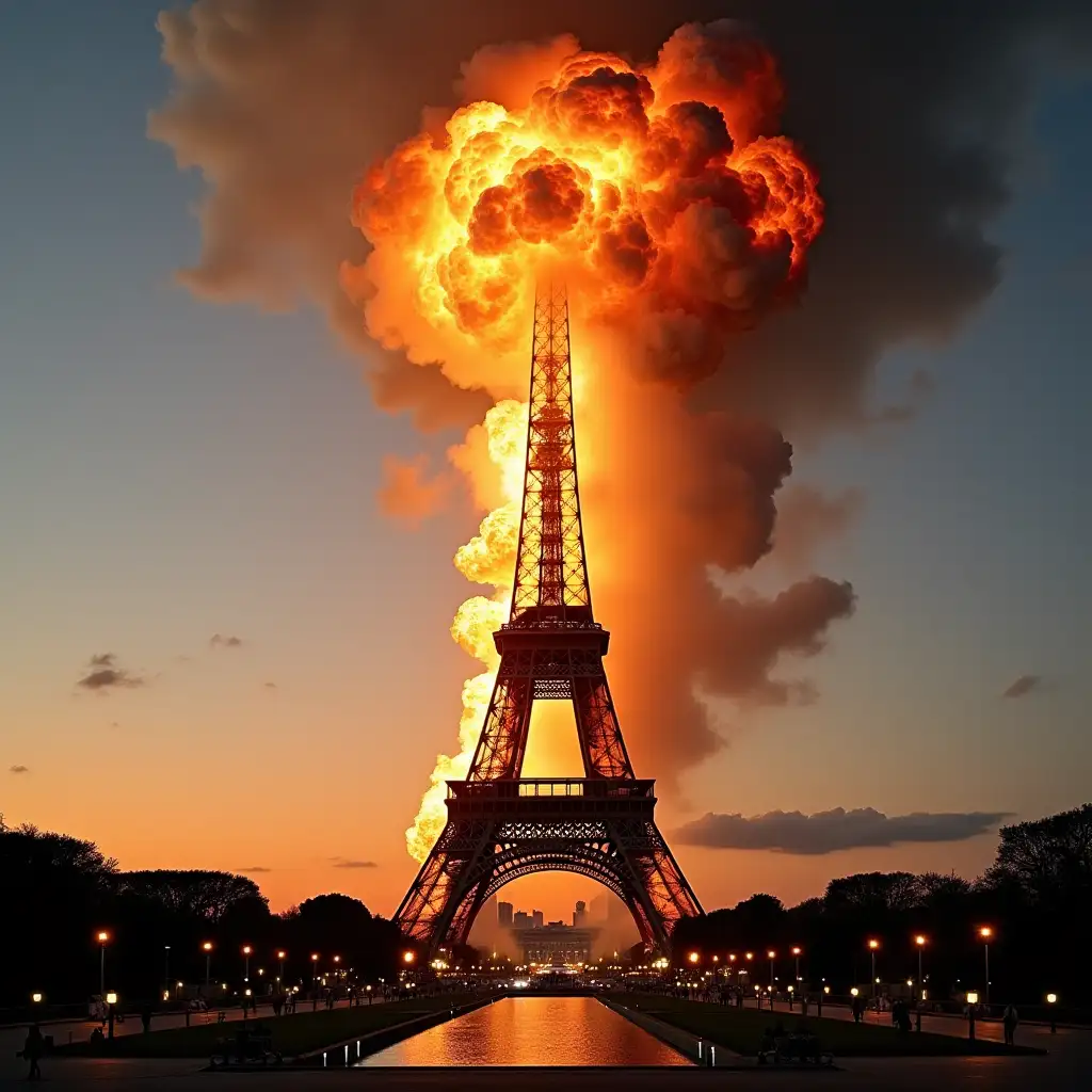 The Eiffel Tower exploding