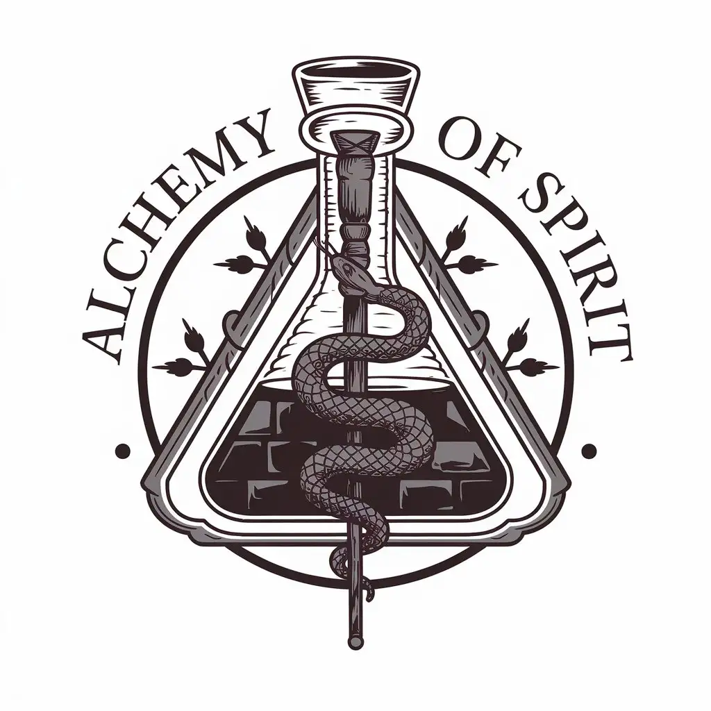 LOGO-Design-for-Alchemy-of-Spirit-Flask-Snake-and-Masonry-Symbolism