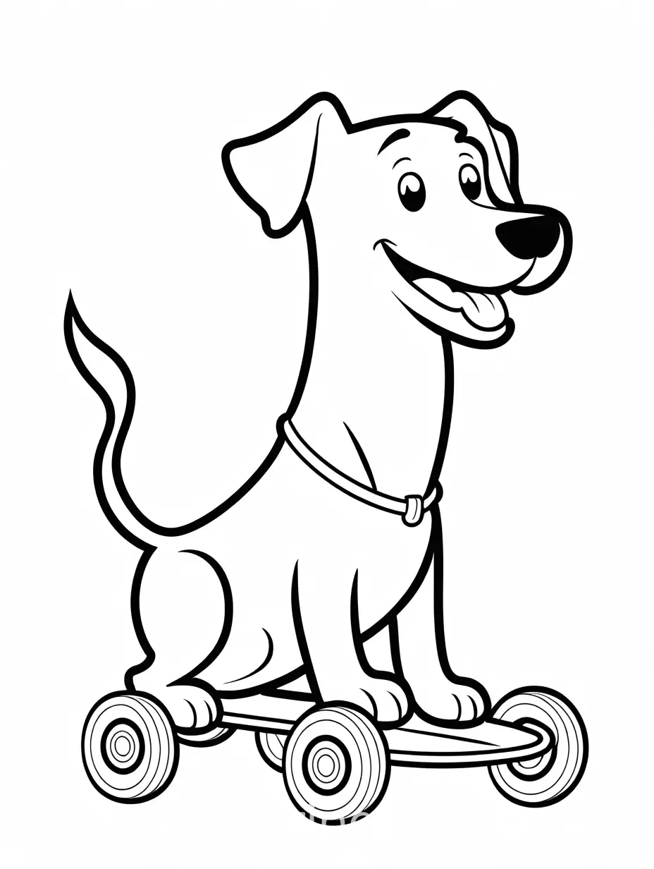 Cartoon-Dog-with-Wheels-Coloring-Page