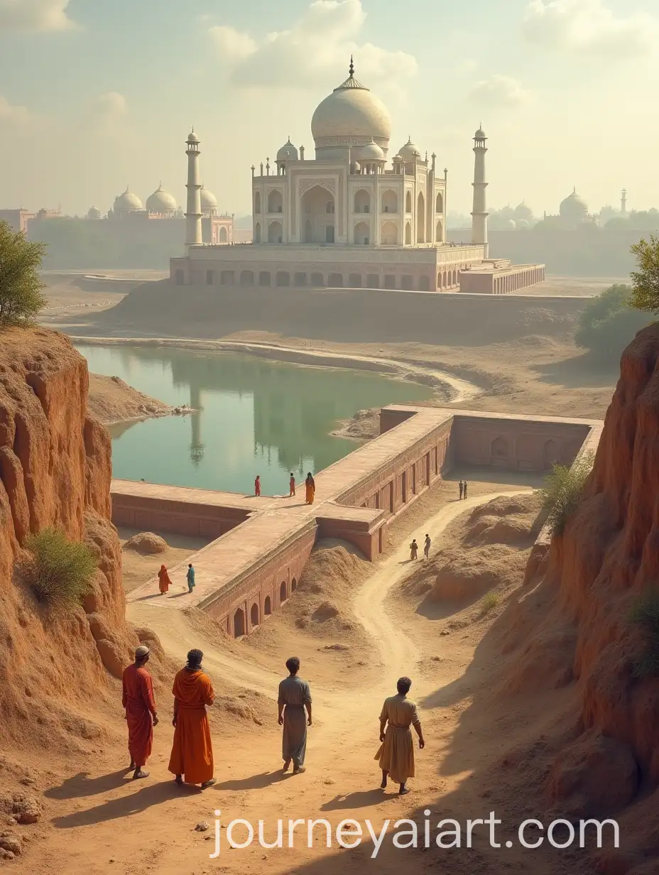 Mughal-Engineers-and-Architects-Surveying-the-Yamuna-River-for-Construction-Site-Preparation