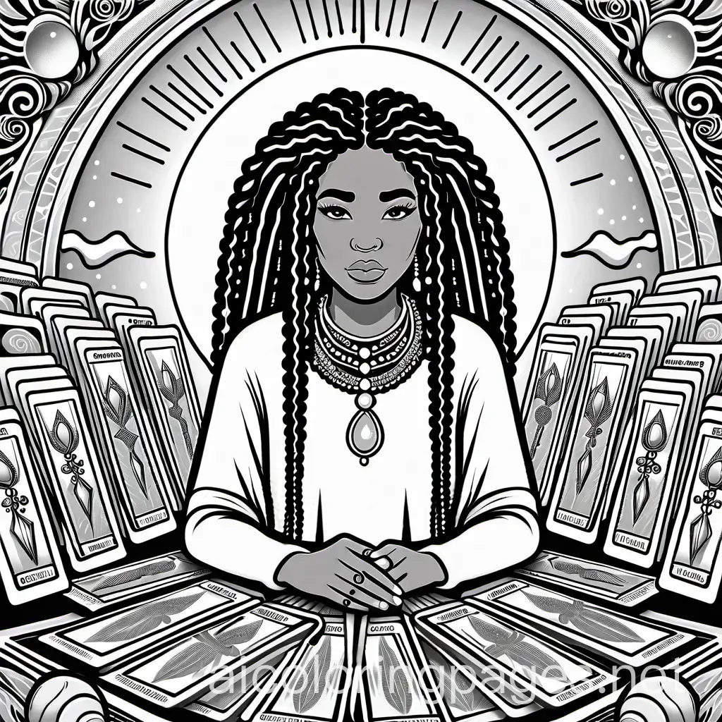 Tarot-Cards-with-Black-People-and-Crystals-Coloring-Page