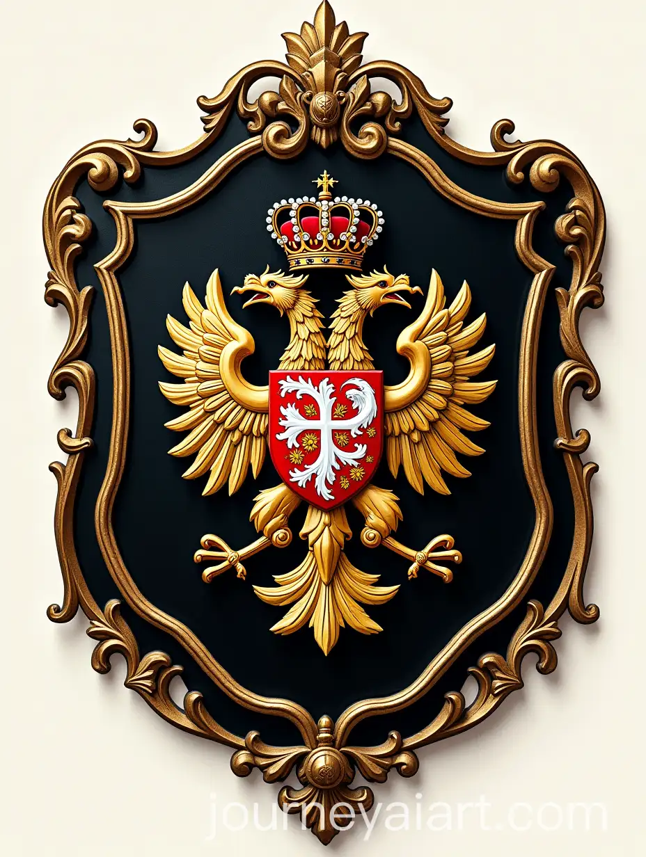 Serbian-Republic-Coat-of-Arms-on-Black-and-Gold-Label