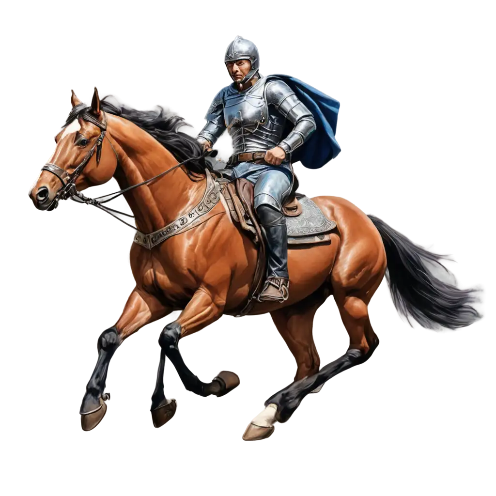 Stunning-PNG-Image-Cartoon-Warrior-Horse-in-Running-Pose-with-Armored-Riders