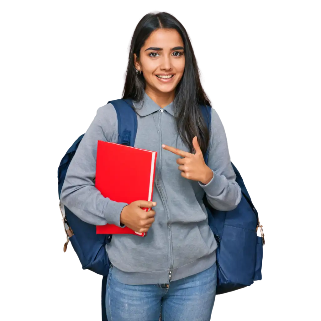 Young-Indian-College-Girl-Holding-Backpack-and-Books-PNG-Image-for-Digital-Use