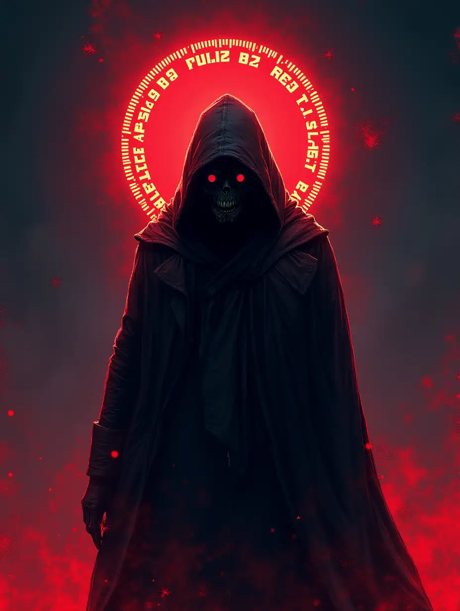 A captivating and mysterious illustration of a sinister character named Khitrov, set in the SCP Foundation universe. Despite the dark theme, the colors are bright and vivid, creating a striking contrast between the evil figure and the intensity of the scene. With a sense of foreboding, leaving the viewer intrigued, wary, fascinated, and uneasy.