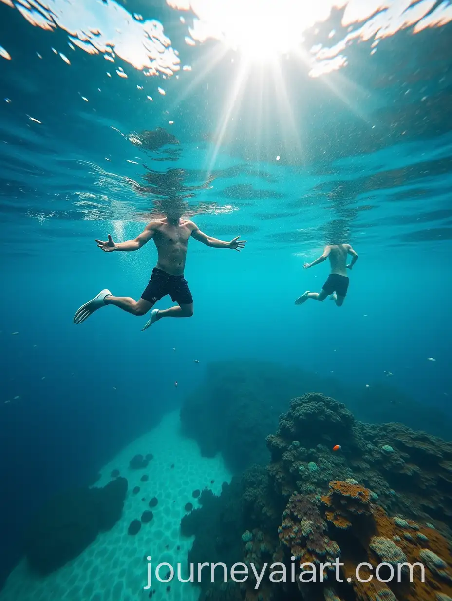 Snorkeling-in-Crystal-Clear-Waters-Near-Kelor-Island-with-Colorful-Coral-and-Fish