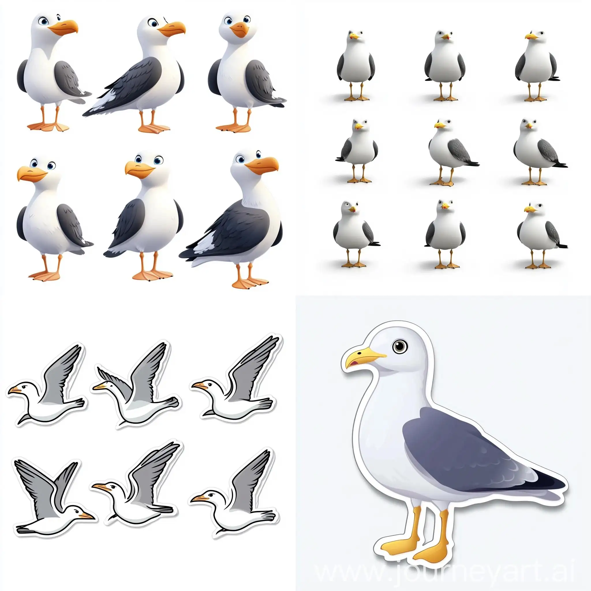 Seagull-Emoji-Sticker-Pack-with-Transparent-Background-and-White-Stroke