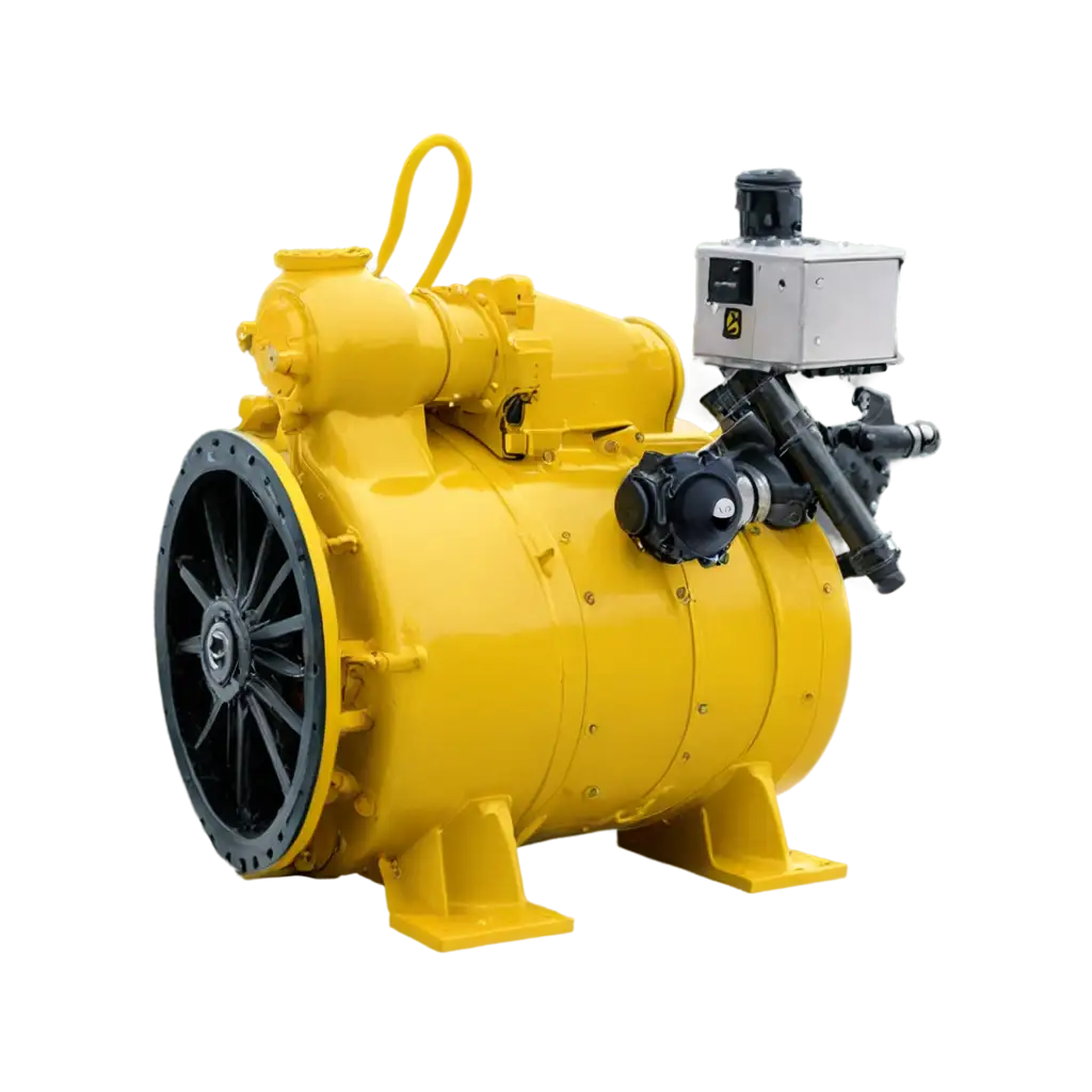 Industrial-Pump-PNG-on-Yellow-Background-HighQuality-Image-for-Versatile-Use