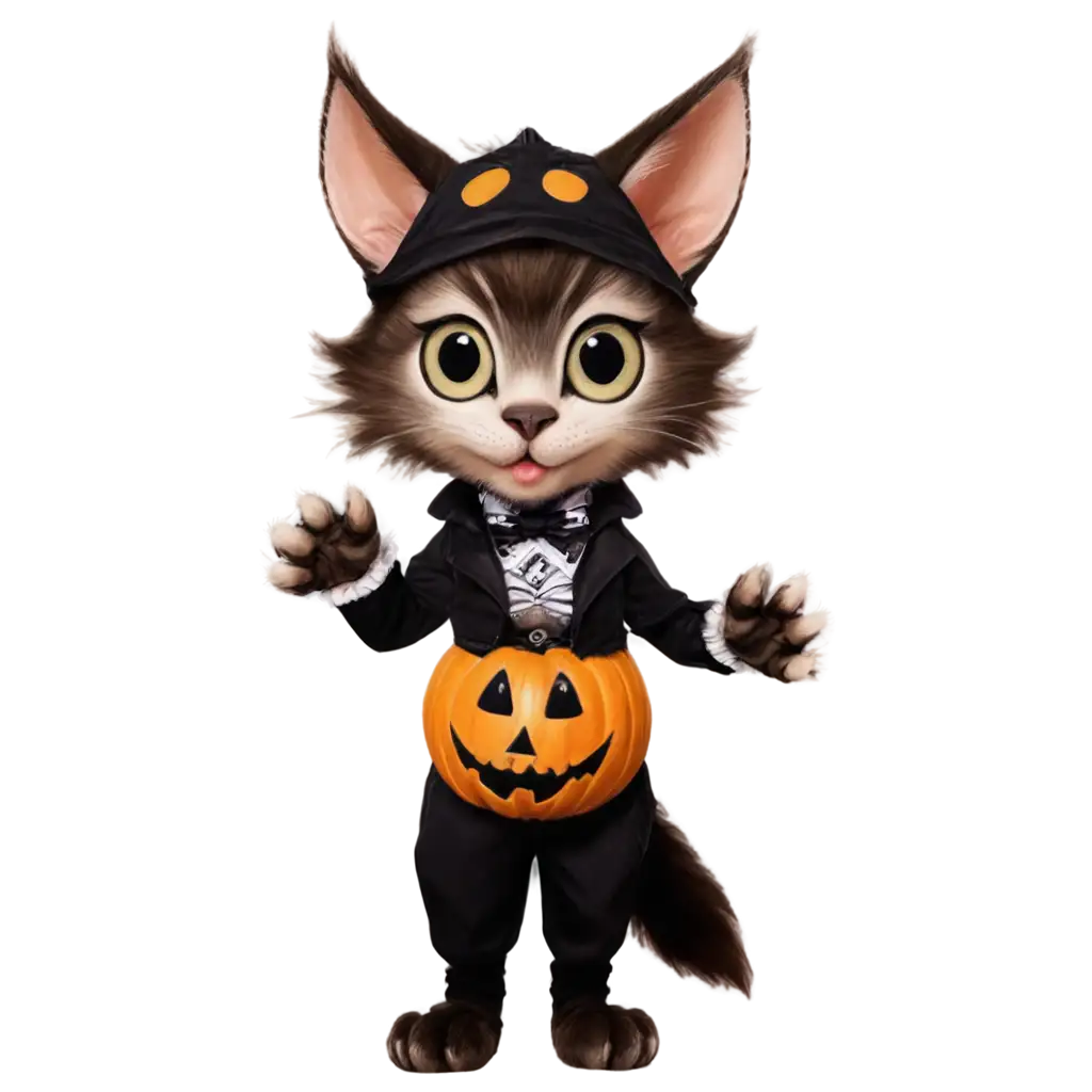 Cute-SpPNG-Image-Optimizationotted-Cat-Dressed-as-a-Halloween-Werewolf-PNG-with-Transparent-Background-Ideal-for-Creative-Designs